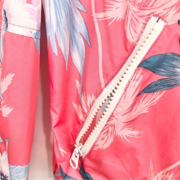 American Eagle Outfitters Pink Tropical Floral Zip Up Windbreaker Jacket - Picture 8 of 11